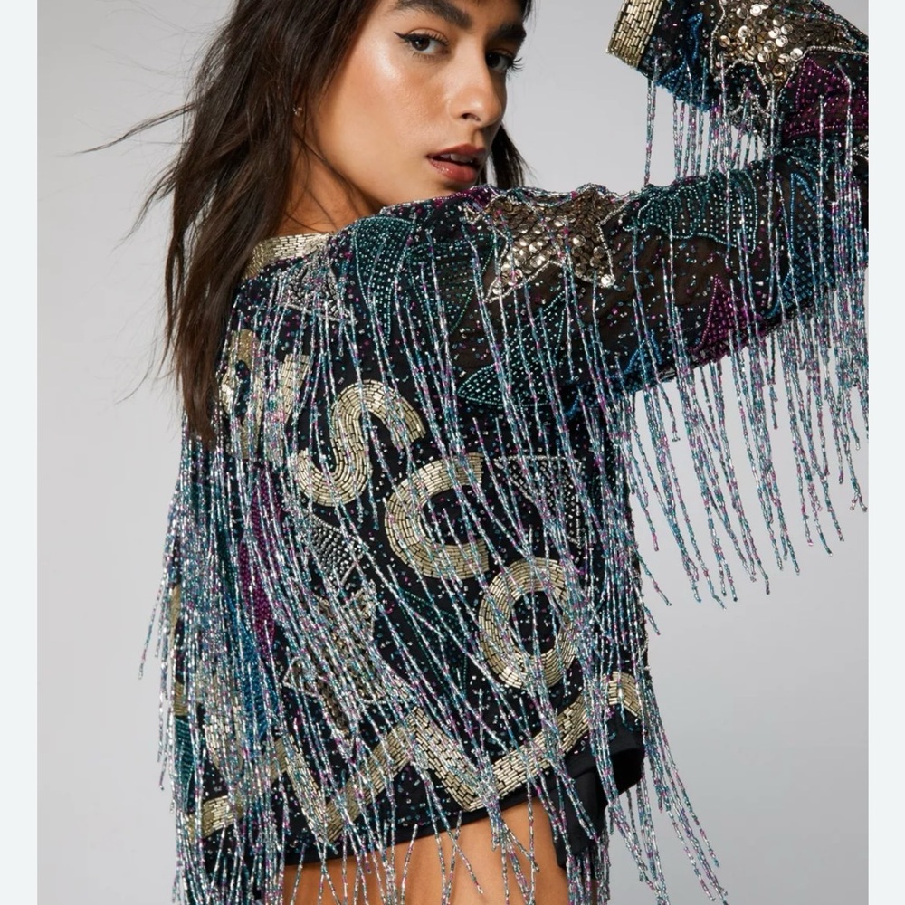Nasty Gal Disco Tassel Beaded Jacket NWT (Never worn)